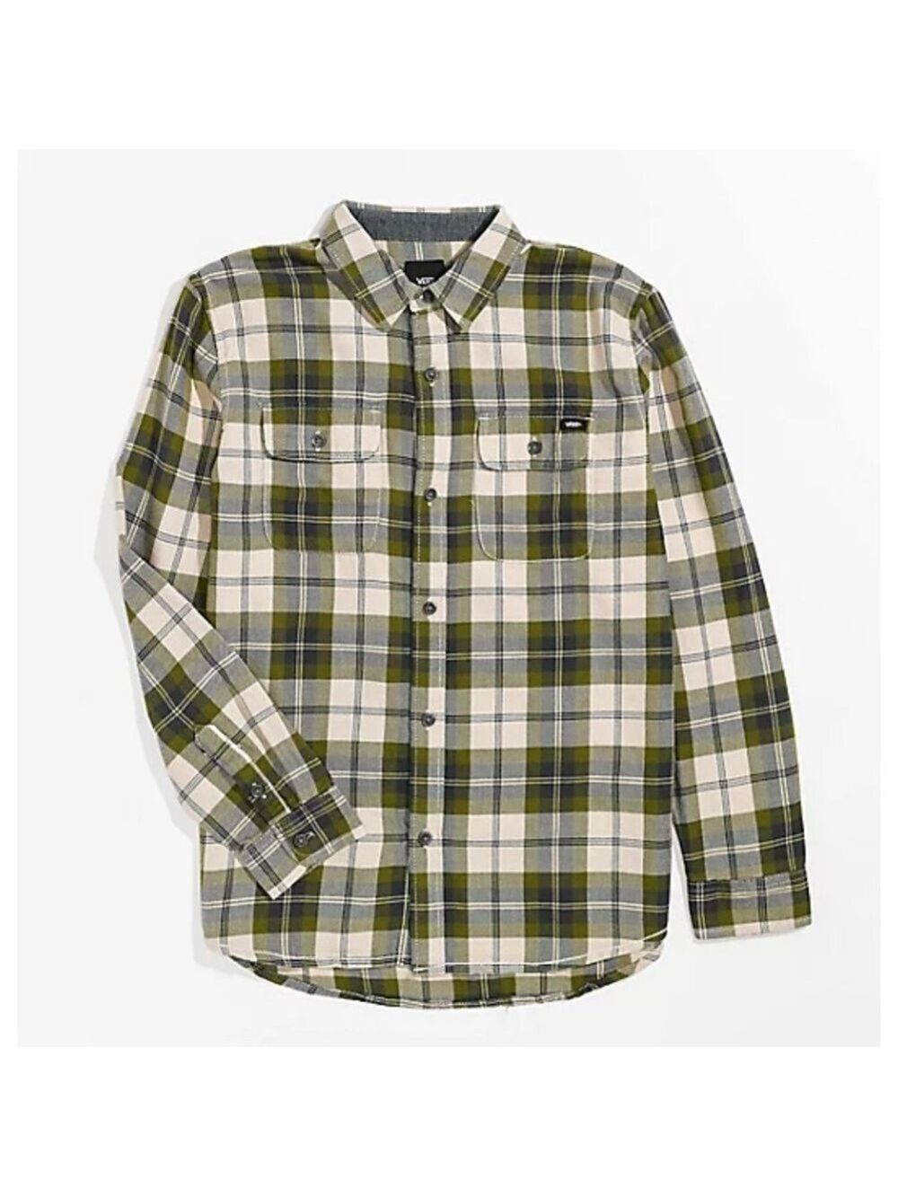 Vans Kids' Sycamore & Tan Plaid Flannel Button Down Long Sleeve Shirt